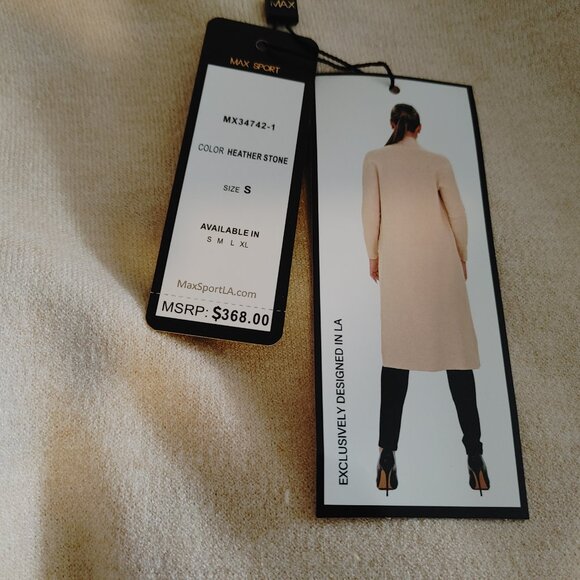 Max Sport Women's Long Cardigan Sweater, Color: Heather Stone, Size: Small - Picture 6 of 16